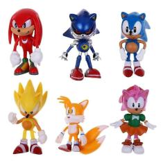 6 Pcs Sonic O ouriço Action Figure Modelo Kids Toy Doll 