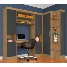 Guarda Roupa Modulado Com Penteadeira Cleo Boreal/grafite - Móveis Arapongas