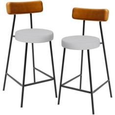 Kit 02 Banquetas Baixa Cozinha Sala Jantar Bancada Milão L02 material 