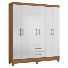 Guarda Roupa Casal 6 Portas 2 Gavetas 153cm Paraná M07 Naturale-branco - Mpozenato