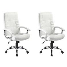 Conjunto Com 2 Cadeiras De Escritório Presidente Office Plus Branca -