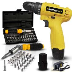 Parafusadeira Furadeira Titanium 12v + Kit Soquetes C/Chave
