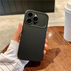 Capa de janela grande de cor de contraste para iPhone 11 12 13 14 15 Pro Max 14 Plus Proteção de câmera Capa de silicone com sensação de pele, T4, para iPhone 13Pro