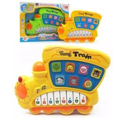 KIT 2 Brinquedo Musical Bebe TRENZINHO infantil kids com luz e som animais telefone piano BANDINHA APRENDIZADO didático educativo interativo IMAGINAÇÃO PARA CRIANÇAS 26cm