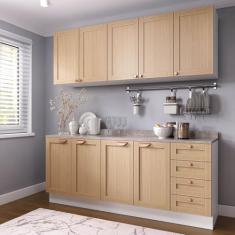 Cozinha Modulada 4 Peças com Tampo 2 Aéreos 2 Balcões Arizona Cabecasa Madeiramadeira Figueira