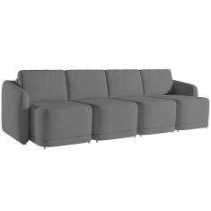 Sofá Cama Para Sala De Estar 4 Lugares 316cm Montserrat K01 Veludo Preto - Lyam Decor