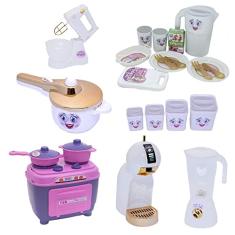 Brinquedo Cozinha Kit Fogão Panela Menina Jantar Pote 23p