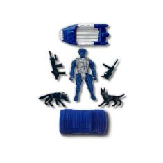 Kit Polícia Equipe Busca Barco Cachorro Brinquedo Infantil