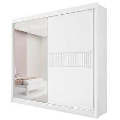 Guarda Roupa Titanium Ripado Casal com Espelho 2 Portas 6 Gavetas D Doro Cor Branco