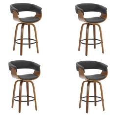 Kit 4 Banquetas Betim Base Madeira Preto - Rivatti