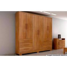 Guarda Roupa Casal 6 Portas e 6 Gavetas c/ Pés Encant/Berlim Cumaru - Novo Horizonte