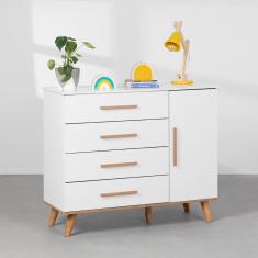 Cômoda Ludmila 4 Gavetas com Porta - Branco