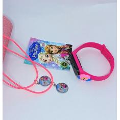 Kit Relógio Infantil Digital Led Bracelete Silicone 3D Super Heróis Di