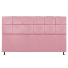 Cabeceira Estofada Damares 195 cm King Size Com Botonê Suede Rosa Bebê