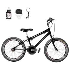 Bicicleta Infantil Masculina Aro 20 Aero + Kit Passeio Preta