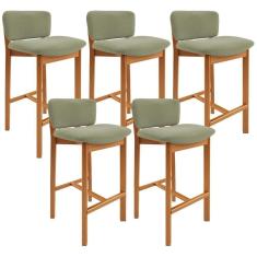 Kit 05 Banquetas Alta Para Cozinha Sala De Jantar Bar Dara L02 Bouclê Oliva - Lyam Decor