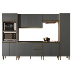 Armário De Cozinha 6 Peças Com Tampo Jessy N03 Carvalho/grafite - Mpozenato