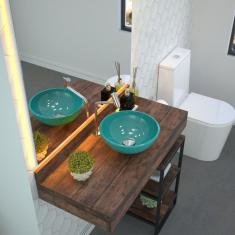 Kit Cuba R30 Com Torneira Link 1062 Metal e Válvula Click 1'' e Meia e Sifão Cromado e Flexível Azul