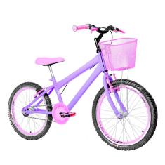 Bicicleta Infantil Feminina Aro 20 Aero + Kit Proteção Cor Lilás E Rosa