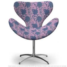 Cadeira Egg Floral Lilás E Rosa Poltrona Decorativa Com Base Giratória