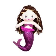 Sereia De Pelúcia Biquini Vinho Escamas Saia Pink 32 Cm