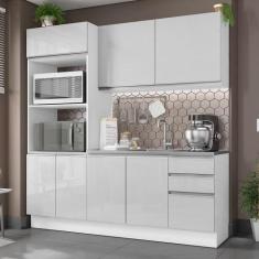 Armário de Cozinha Compacta 100% MDF 190cm Portas Branco Brilho Acorde