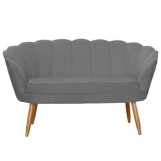 Namoradeira Pétala 2 Lugares para Sala Suede Pés de Madeira - Ds Estof
