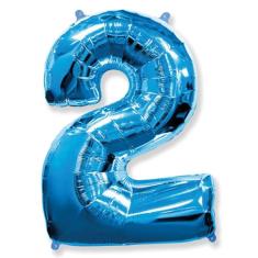 Balão Metalizado Azul Número 2 - 1 Metro