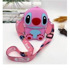Bolsa Infantil Silicone Alça Regulável Mini Bolsinha Lilo Stitch Angel