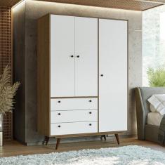 Guarda Roupa Solteiro 3 Portas 3 Gavetas Retrô 20 - Olivar