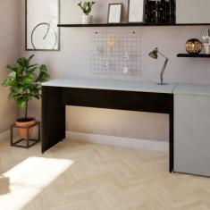 Mesa Reta Corp 25mm 130 Cm Bramov Móveis Preto/cinza Cristal