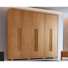 Guarda Roupa Solteiro 6 Portas e 2 Gavetas c/ Pés Hawaii Naturale - Rufato