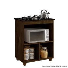 Balcão Para Cooktop de 4 Bocas 1 Porta Basculante Salvia Kaiki Móveis,