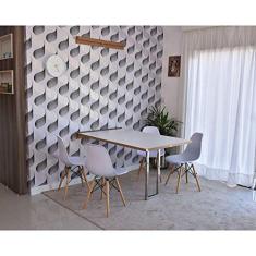 Conjunto de Mesa Dobrável Retrátil 1,40 Branco/noronha Inox + 4 Cadeiras Eiffel - Branca