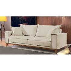 Sofá Fixo 3 Lugares Luxo 200 cm Aquiles Bege Claro
