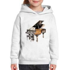 Moletom Infantil Piano Arte - Foca na Moda, Branco, 12