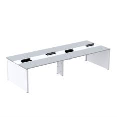 Mesa De Plataforma Dupla Para 4 Pessoas Corporativa 260x140-4p Cinza-branco