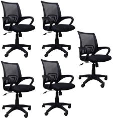 Kit 5 Cadeiras De Escritório Giratória Office Santiago Preto