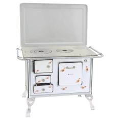 Fogão a Lenha Tradicional Venâncio 01 com Tampa Branco Florido