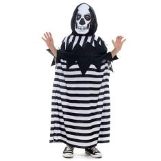 Fantasia Infantil Esqueleto com Túnica, Capuz e Máscara- Halloween - S