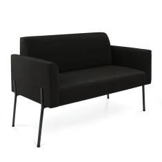 Sofá Namoradeira 2 Lugares Pé de Ferro Preto Marisa Suede Preto D03 - D'Rossi