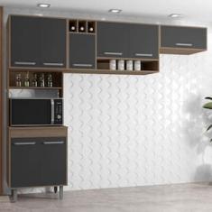 Cozinha Compacta Poliman Barcelona com 8 Portas e 3 Prateleiras - 258cm de largura