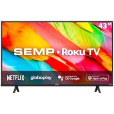 Smart TV LED 43" Full HD Semp Roku TV 43R6500 Wi-Fi Dual Band, 3 HDMI, 1 USB, com controle por aplicativo, compatível com Google Assistente e Alexa