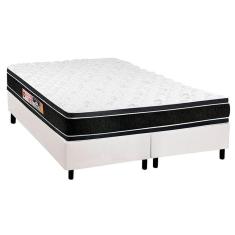 Cama Box King: Colchão Espuma D33 Castor Black e White + Base CRC Courano White(193x203)