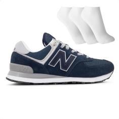 Kit Tênis New Balance 574 V2 Masculino + 3 Pares de Meias