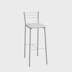 Banqueta com Encosto Flex 98cm Compoarte Cromado/Branco