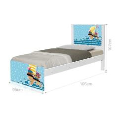 Cama Solteiro Adesivada Ursinho Pirata com Colchão - CasaH