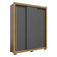 Guarda Roupa Solteiro Nevoa Flex 3 Portas De Correr Carvalho Americano Grafite - Incorplac