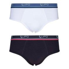 Kit 2 Cuecas Slip Lupo 524-088 Cós Elástico Algodão, 900, GG