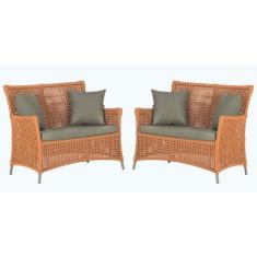 2 Sofás Área Externa Igapó Alumínio Pintura Fendi Corda Náutica Estofa